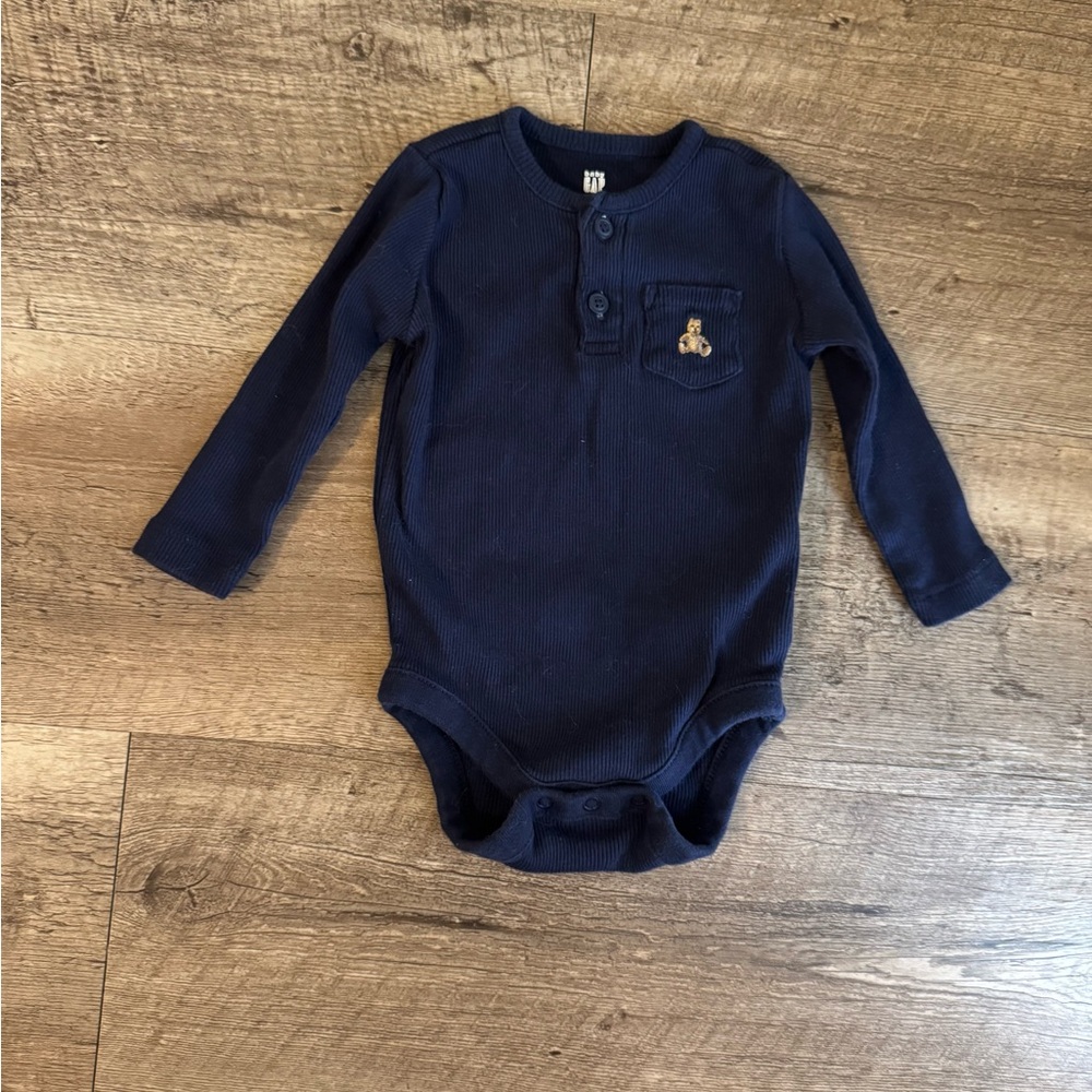 GAP Navy Long Sleeve Bodysuit